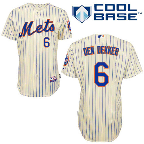 Matt den Dekker #6 MLB Jersey-New York Mets Men's Authentic Home White Cool Base Baseball Jersey